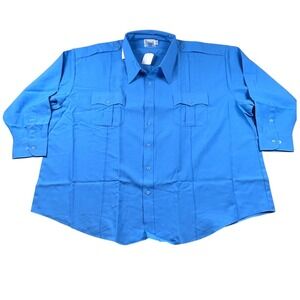 Galls Mens 5XL Light Blue Tactical Uniform Shirt Long Sleeve Epaulets Style 8002